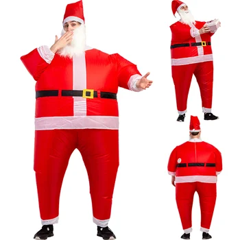 Suaugusiųjų Santa Claus Pripučiamas Kostiumas Cosplay Kalėdų Anime Fancy Dress Sniego Susprogdinti Karnavaliniai Kostiumai Viso Kūno Jumpsuit