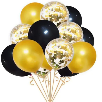 15pcs12inch black metalo aukso konfeti china latekso balionas, rinkinys, gimtadienio baby shower vestuvių vietos papuošimas