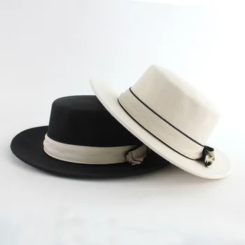Fedoras Moterims, Vyrams Bžūp bowknot butas papildyta Skrybėlę Vestuvių Sutartis Spalvotų Vintage Hat Ponios Skrybėlę Džiazo Dangtelis Su Platų Kraštų