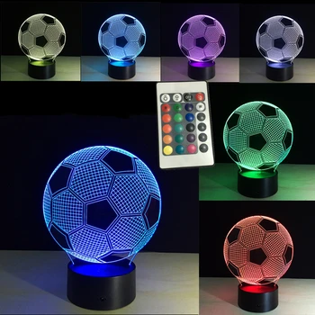 3d Apšvietimo Šviestuvas Futbolo LED Lentelė Naktį Lempos Nuotolinio Valdymo RGB 7 Spalvų Keitimas Patalpų Naktį Šviesos Iliuzija Lempos