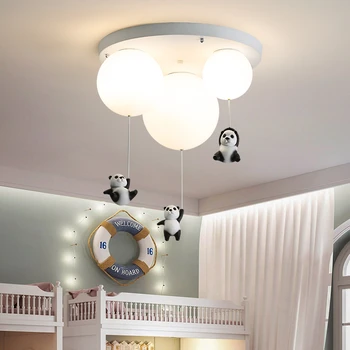 Šiaurės Kūrybos Panda Miegamasis LED Lubų šviestuvas Kambarį Vaikų Animacinių filmų Gyvūnų Unikalus Meno Dekoratyvinis Apšvietimas Rungtynių