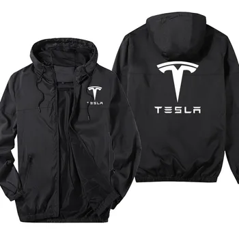 NAUJAS Susiuvimo Hip-hop tendencija Vyrų sporto top Tesla automobilio logotipas spausdinti vyrų drabužiai Harajuku Negabaritinių Vyrų Hip-hop street striukė