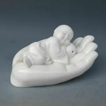 Kinijos Kolekcines Senas, Rankų Darbas Balto Porceliano Vaiko Miego Buda Vertus Statula