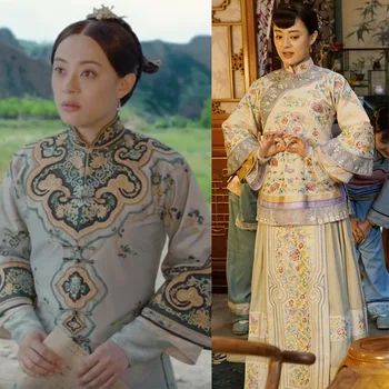 Vėlai Čing Dinastija Siuvinėjimo Kostiumas Liaudies Turtingas Moteris Qifu Xiuhefu Naujausią TV Play Nieko Auksas Gali Likti Aktorė Saulė Li Dizainas