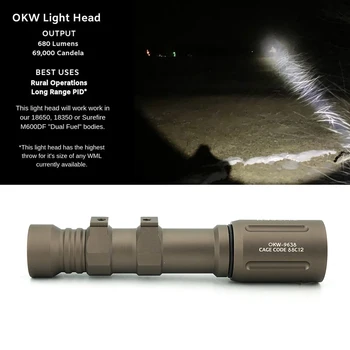 Modlit OKW 18650 Ginklas šviesos Taktinis Žibintuvėlis 680 Lumen LED Už Airsoft Medžioklės Karinės Su Origina lFull Ženklai