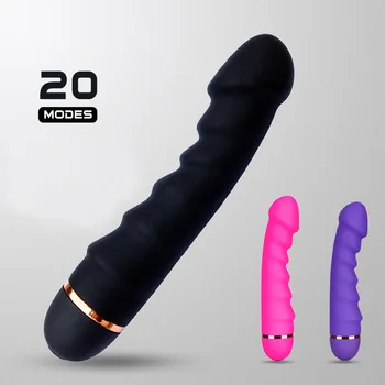 20 Režimai Vibratorius Minkštas Silikoninis Dildo Realistiškas Penis Stiprus Variklis G-spot Klitorio Stimuliatorius Moterų Masturbator Suaugusiųjų Sekso Žaislai