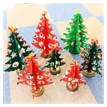 Mini Medinių Kalėdų Eglučių Kūrybos Dvigubo sluoksnio Kalėdų Eglutė Kalėdinė Dekoracija Namų Stalo Ornamentas arbol de Navidad