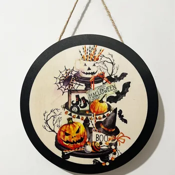 Laimingas Halloween Medienos Pasirašyti Ornamentu Moliūgų Kaukolė Medinė Lenta Pakabukas Šalies Apdailos Lenta Kabo Ženklas Vaiduoklių Pilis Amatai