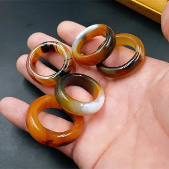 Natūralaus rudo agato žiedas vyrams mėgėjai su tekstūros rankų darbo prekės žadeitas jade žiedai nuvarytas papuošalai natūralaus akmens jade 1 vnt