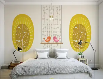 Custom Vaikų animacinių filmų freskomis, abstrakčiai paprastas medis freskomis papel de parede, gyvenamasis kambarys su sofa-lova, TV wall Temą Kambario tapetai