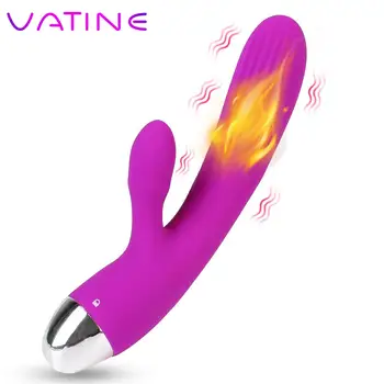 VATINE 7 Greičio Rabbit Vibratorius G Spot-Klitorio Stimuliatorius Makšties Massager Šildymo Dildo Vibratorius atsparus Vandeniui Sekso žaislai moterims