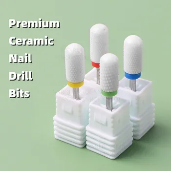 Premium Ceamic Frezavimo Cutter už Manikiūro Grąžtas Nails Sklandžiai Viršų Mažas Barelį Baltos Keramikos Nagų Priedai