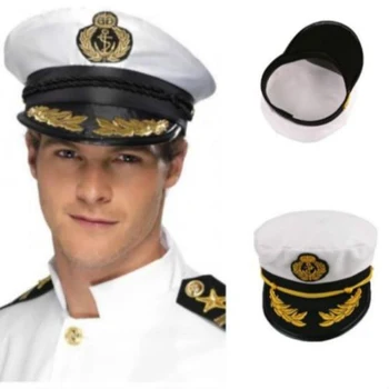 Suaugusiųjų Unisex Reguliuojamas Baltos Spalvos Dekoratyvinės Skrybėlę Kapitonas Buriuotojai Karinio Jūrų Laivyno Kapitonas Karinės Bžūp Atveju & Party Fancy Dress Skrybėlės
