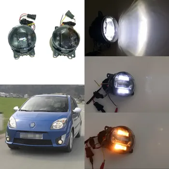 Liepos Karalius 6000k 3000LM LED Rūko Žibintas Atveju Renault Twingo 2008-2011 ir pan., 20W Objektyvas Priešrūkinis Žibintas + 6W DRL+ 4W Geltoni Posūkio Signalai