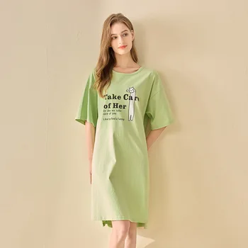 Sleepshirts Vasaros Pižama Suknelė Moterims Prarasti Trumpas Rankovės Sleepwear Suknelės Minkštas Namų Drabužių 2022 Loungewear Pijama Naktiniai Drabužiai