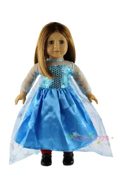 Lėlės Drabužių, Rankų darbo Elsa Blue Princess Dress 18