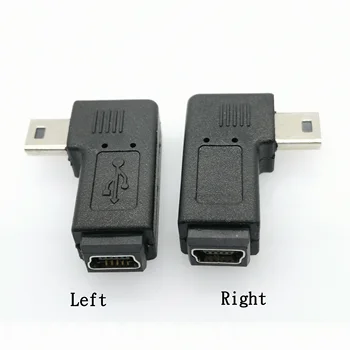 Mini USB 2.0 5P Vyrų ir Moterų M - F extension adapter 90 laipsnių kairėje ir dešinėje kampu