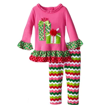 2018 kalėdų naujų mergaičių patenka juostele gazas marškinėlius + kelnės 2 vnt rinkiniai roupas infantis menina