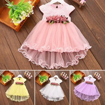 Super Cute Kūdikių, Mergaičių drabužiai Multi-stiliaus Vasaros Gėlių Suknelė Princesė Šalies Tiulio Gėlių Suknelės 0-3Y tiulio drabužiai