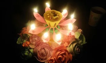 Creative Muzikos Žvakė Lotus Flower Laimingas Gimtadienio Vakarėlis, Žvakių Šviesa, Romantiška Vestuves Tortas 