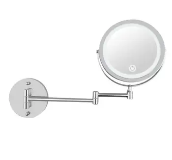 LED sudaro Veidrodis Su Šviesos Sidabro Turas Išplėsti kosmetikos skutimosi veidrodis vonios kambarys 10 x Didinimo Veidrodį prie Sienos tvirtinamas
