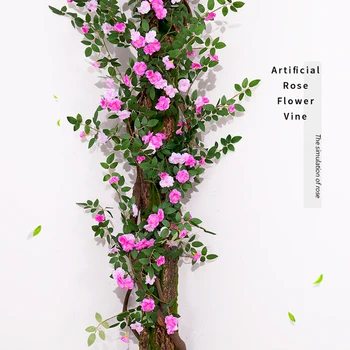 170cm Šilko Dirbtinių Rožių Vynuogių Sienos Kabo Gėlių String Rotango Padirbtų augalų lapai Girliandą vestuvių Arch namų, Sodo puošmena