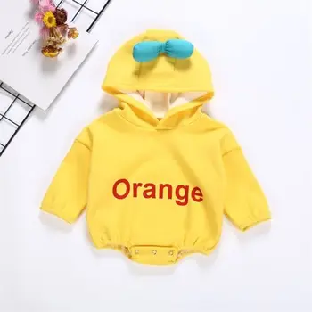 2020 m. Nauja Baby Super Mielas Atsitiktinis Orange Gobtuvu Bodysuit Kūdikių Berniukų, Mergaičių Hoodies Drabužius Bodysuits Apranga 0-12M ropa de bebe