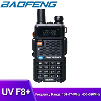 Baofeng UV-F8+ 5W Walkie Talkie VHF/UHF Dual Band Nešiojama CB Kumpis Radijo Stotis Mėgėjų Skaitytuvas Intercome Medžioklės Siųstuvas