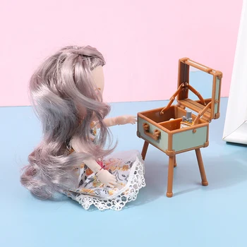 1:12 Doll house namų arenoje apdailos Mini makiažas lauke makiažo veidrodėliai modelis Papuošalų Laikymo Organizatorius Lauke Nešiojamų Kosmetika 