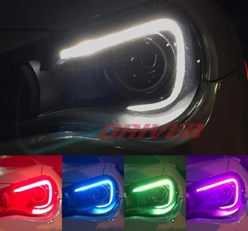 Icedriver už Subaru BRZ DRL RGB daugiaspalvis LED lentos 2013-2016 m. dieniniai žibintai Raudona RGBW Demonas Akių apšvietimo lemputės