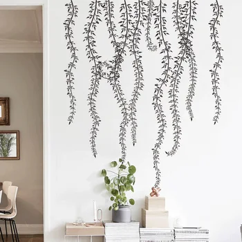 Namų dekoro 3d vynuogių lapų siena lipdukas už kambarį lipni miegamojo puošmena gamtos augalų sienos lipdukas