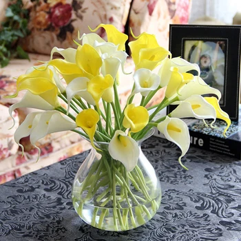 5vnt Nekilnojamojo Touch PU Calla Lily Dekoratyvinis Dirbtinės Gėlės, Vestuvių Puokštės Šalies Namų Puošybai
