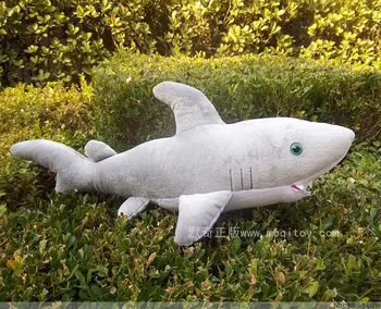 Įdaryti gyvūnų 60cm pilka ryklys pliušinis žaislas, lėlė aukštos kokybės dovanų pateikti w1158