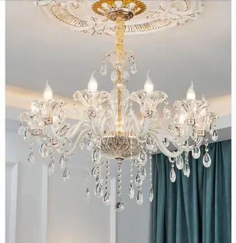 Aišku, White Crystal Šviesos Liustra Europos stiliaus Miegamojo Vila Kambarį Žibintai Liustra Apšvietimo Kristalai Patalpų Šviestuvai