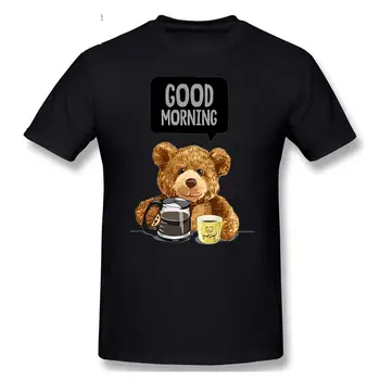 Labas Rytas Kavos Meškiukas marškinėliai Harajuku T-shirt Grafikos Marškinėlius Markių Tee Viršų