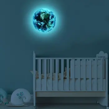 1pcs Miegamasis Lipdukai 5cm Animacinių filmų Sienos Vaikams Miegamasis Švyti Tamsoje Sienos Mėnulis Žemės Lipdukai Animacinių filmų 