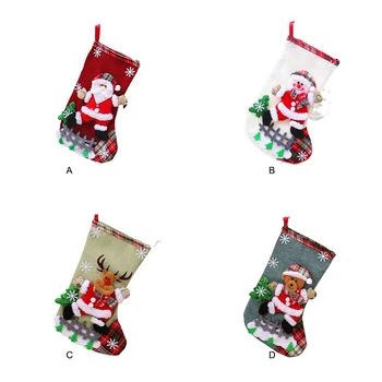 Mielas Kalėdų Kojinę Kalėdų Medžio Dekoro Saldainiai Dovanų Maišelis 3D Lėlės Sniego Santa Claus Spausdinti Goodie Maišelius Kojinės Šalis Vestuvių