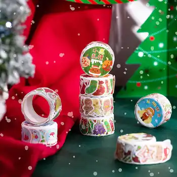 Kalėdų įdegio ir popieriaus die-cut tape Kalėdų dovana animacinių filmų vertus sąskaitą medžiagos, apdailos lipdukai 150 koliažas juostos