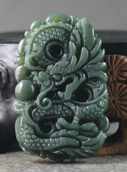 Kinijos Gamtos Hetian Jade Ranka Raižyti Statula Dragon Pakabukas
