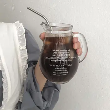 Korėjos Cafe Latte Kavos Puodelis su Rankena Laišką Stiklo Puodelis Didelis Šalto Gėrimo Stiklinės Pieno Puodą Vyno Balionėlis, Desertas, Taurė Toros Puodą