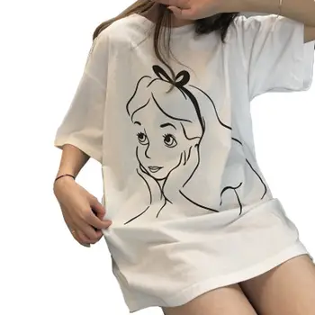 Moterų trumpomis Rankovėmis T-shirt Modelio O-Neck Tee Didelio Dydžio Moteriškos Ilgai Dugno Marškinėliai Prarasti Harajuku Viršūnės
