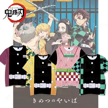 3T - 14T Vaikų Marškinėlius Anime Demon Slayer Vaikai Coslpay Marškinėliai Kawaii Disko Dvasios Grafinis T-shirt Kimetsu Nr. Yaiba Tee Viršūnės