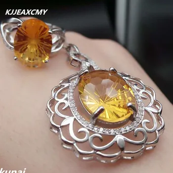 KJJEAXCMY Fine jewelry, Kostiumas Žiedas + Karoliai 925 sidabro geltona kristalų papuošalai nuotaka cirkonis juvelyriniai dirbiniai 2 lizdinė modeliai