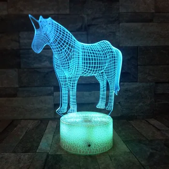 Vienaragis 3D LED Stalo Lempa 7 Spalvų Kaita, Naktį Šviesos Atostogų Dovanų Touch Jungiklis Nuotolinio Valdymo Namų Dekoro Vaikų Dovanų