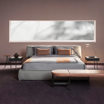 Italijos Baxter dvigulė lova matinio odos lova italijos viršuje odinis minkštas krepšys miegamojo king lova