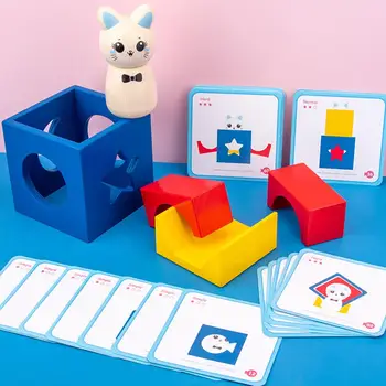 Triušis Magic Box, Medinės Geometrinis Gyvūnų Blokai Darbastalio Žaidimas Vaikams Žaislas