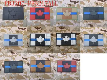 Plona mėlyna linija Kanados Raudonos Klevų vėliavos 3D PVC pleistras