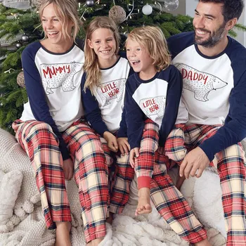 Šeimos Atitikimo Kalėdų Pižama Nustatyti, Tėvas, Motina, Vaikai Pižamos Šeimos Atitikimo Apranga Grotelės Kalėdos Sleepwear Šeimos Komplektai