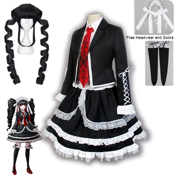 Yasuhiro Taeko Cosplay Kostiumų Danganronpa Celestia Ludenberg Perukai Moteris Lolita Uniformos Sijonas Halloween Party Dress
