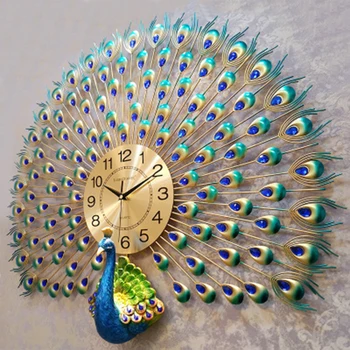 Metalo Didelių Kūrybinių Sieninis Laikrodis Modernaus Dizaino Prabangūs Povas 3d Sieninis Laikrodis Kambarį Senas Sieninis Laikrodis Namų dekoro